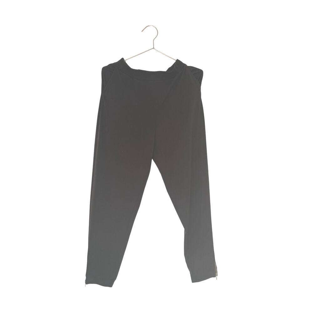 Susan Graver Dark Brown Pants with gold ankle zippers
